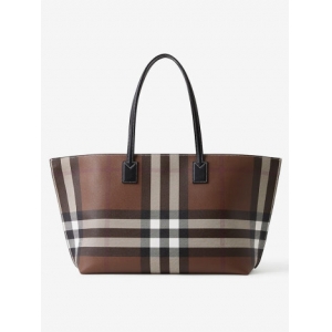 博柏利（BURBERRY）【礼物】女包 格纹拼皮革中号托特手提包